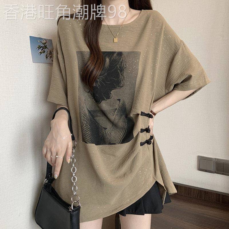 2026夏季新款大尺码不规则设计感短袖t恤女宽松遮肚显瘦上衣薄款