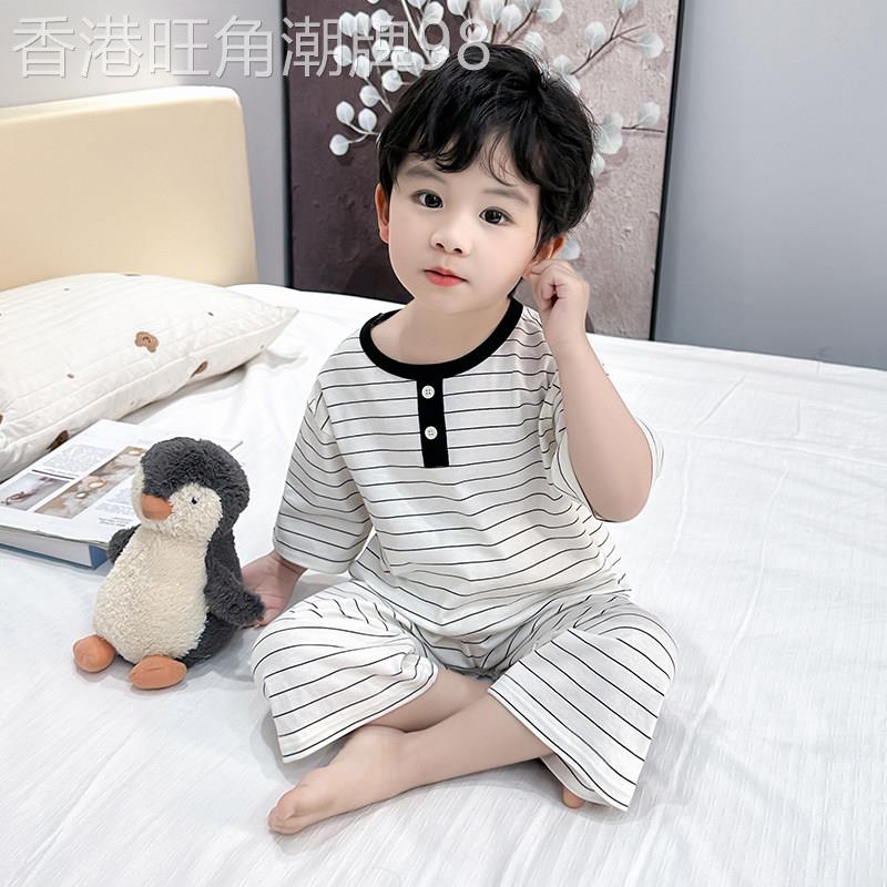韩国洋派男童春纯棉睡衣套装2026新款儿童夏空调服宝宝居家服酷