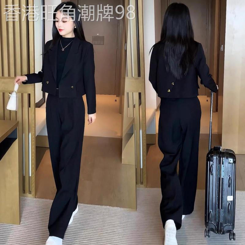 潮牌小个子时尚西装套装女装短款春秋新款职业气质西服外套两件套
