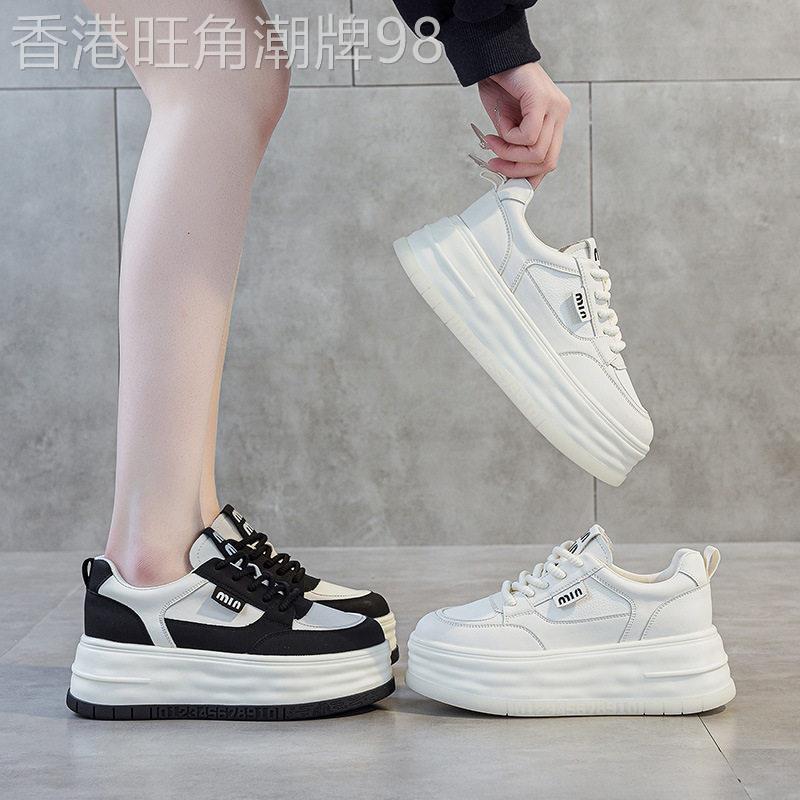 2025春季新款欧洲站显脚小厚底增高小个子板鞋休闲鞋黑色白色女鞋