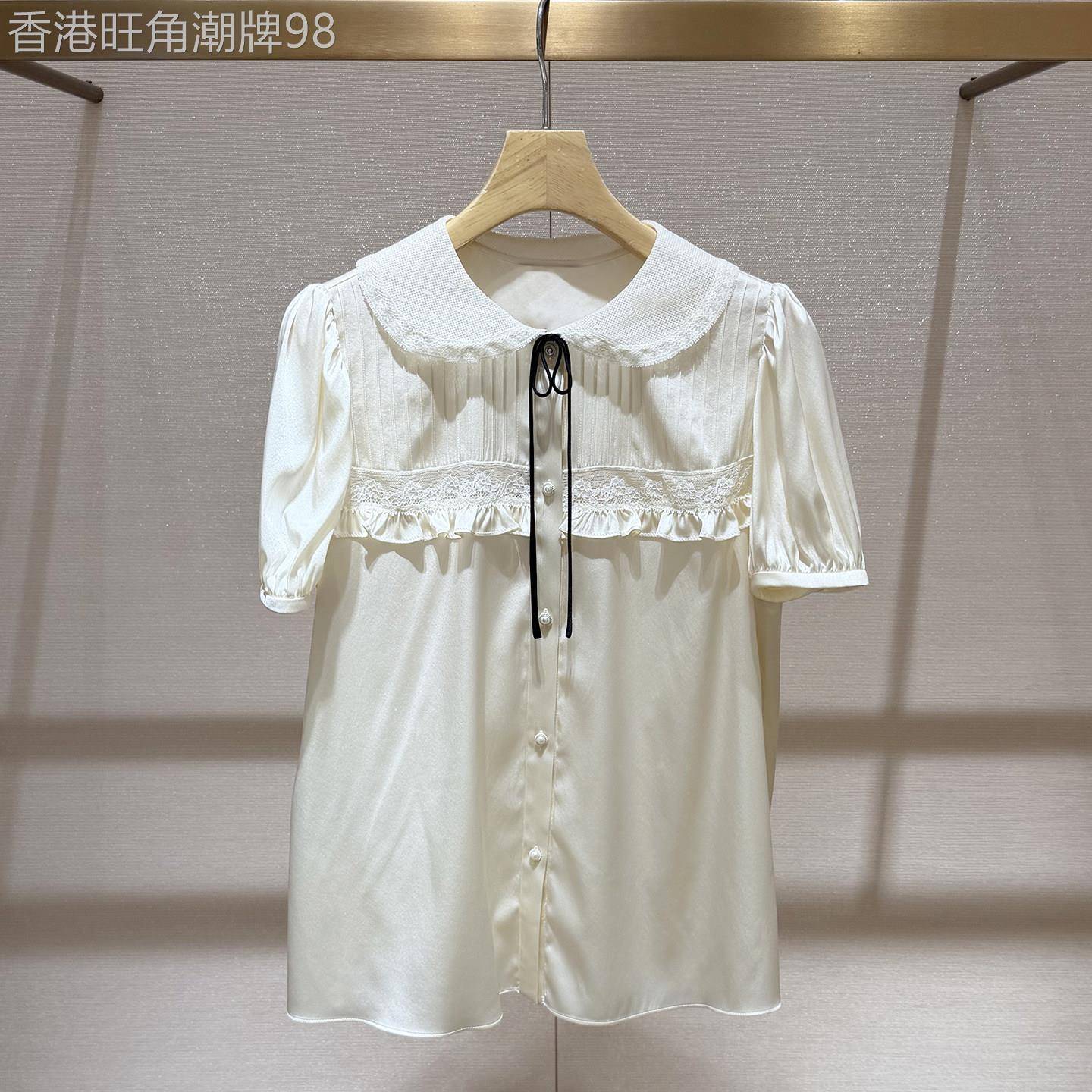千金风上衣减龄小衫2026夏季新款甜美娃娃领蝴蝶结短袖显瘦衬衫女