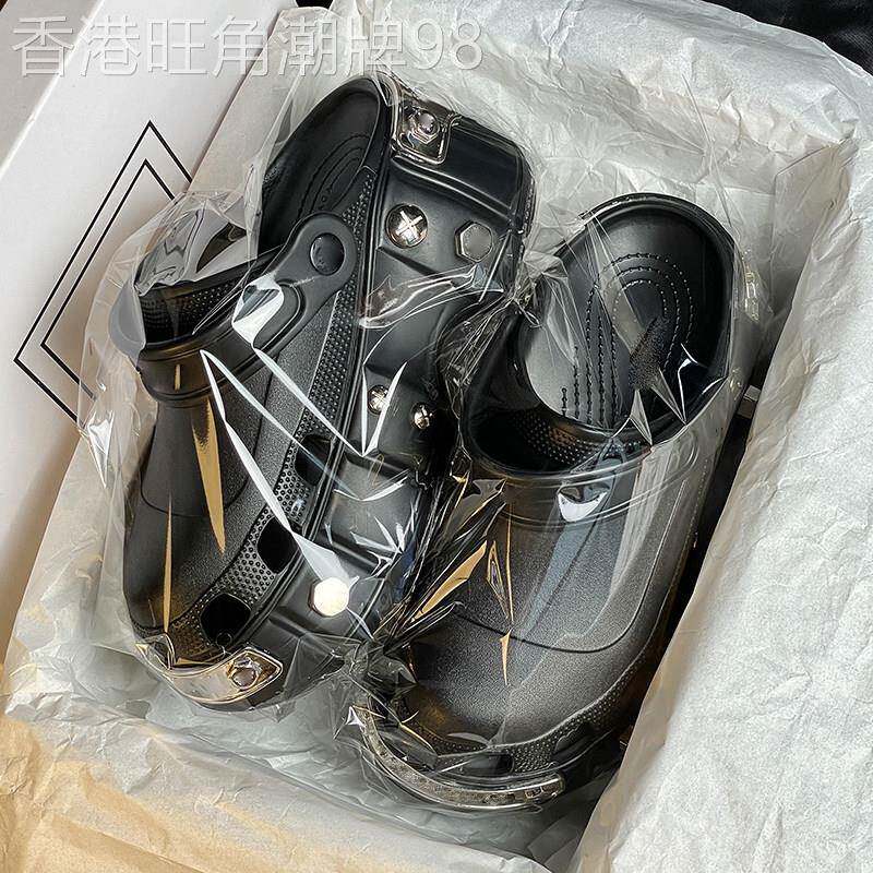 秋季朋克洞洞鞋包头拖鞋男款厚底增高设计师10CM半拖巴黎凉鞋女潮