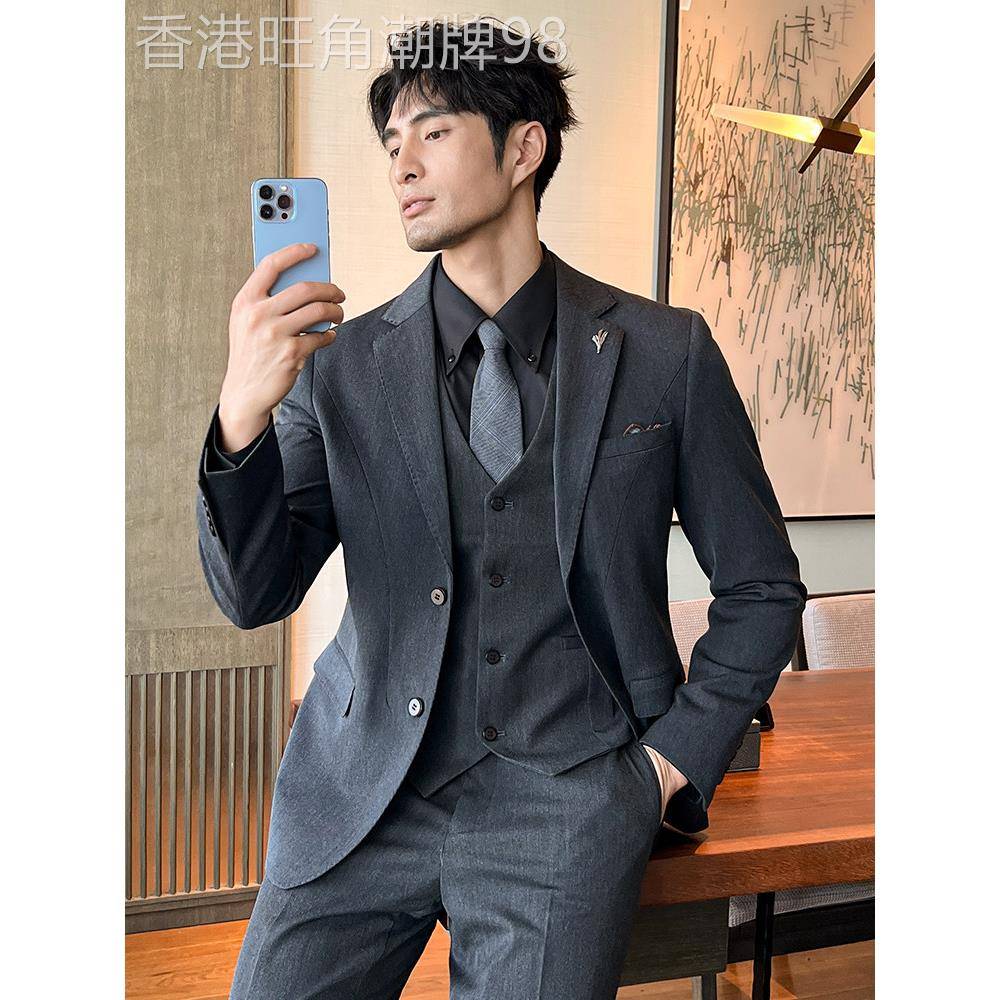 高档西装男结婚礼服新郎西服套装男士职业正装商务休闲修身三件套