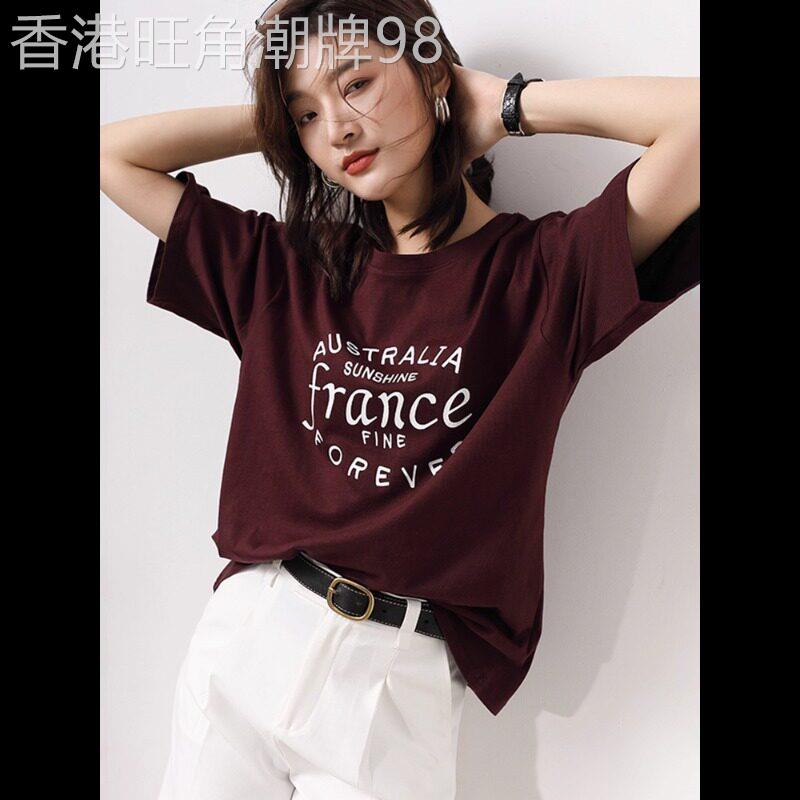 2026夏季新款宽松印花短袖T恤女设计感小众韩版纯棉字母半袖上衣