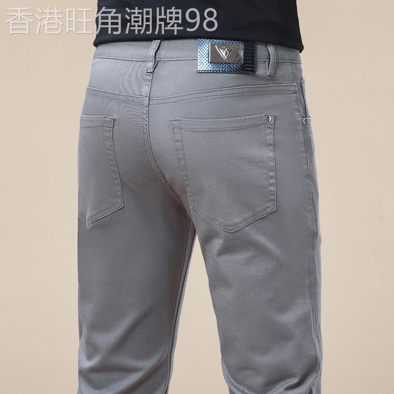 意大利高端春夏季修身灰色牛仔裤男小脚弹力休闲长裤潮流2026新款