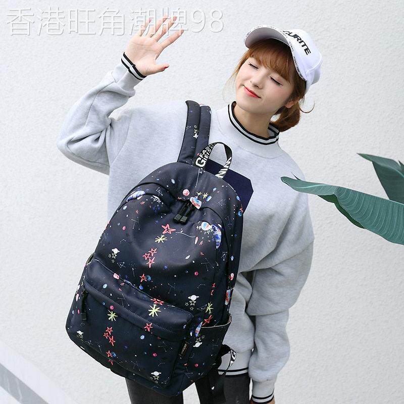 香港双肩包女2026新款个性涂鸦潮流背包大容量旅行包电脑学生书包