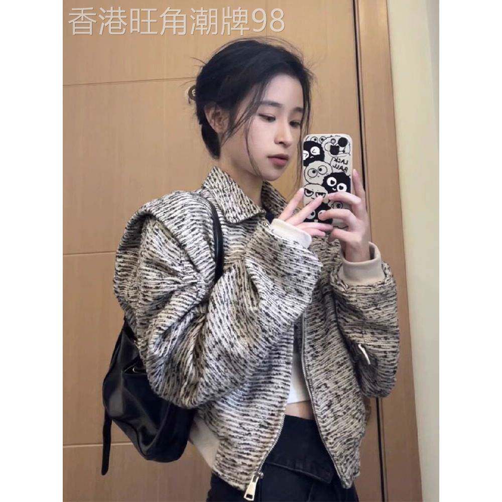 韩版短款小香风外套女春秋2025新款设计感小众翻领开衫夹克ins潮