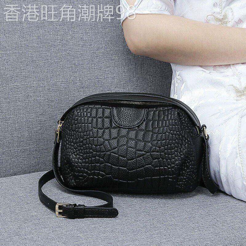 专柜品质！石头纹头层牛皮女士妈妈包大气真软皮女包单肩斜挎包