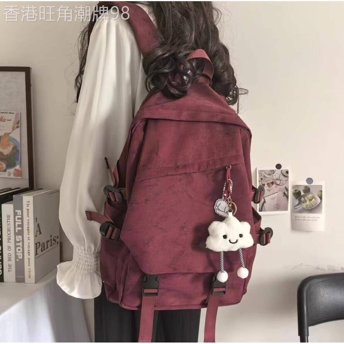 法国ZAMP双肩包女大学生简约复古小众设计中学生书包减负电脑揹包