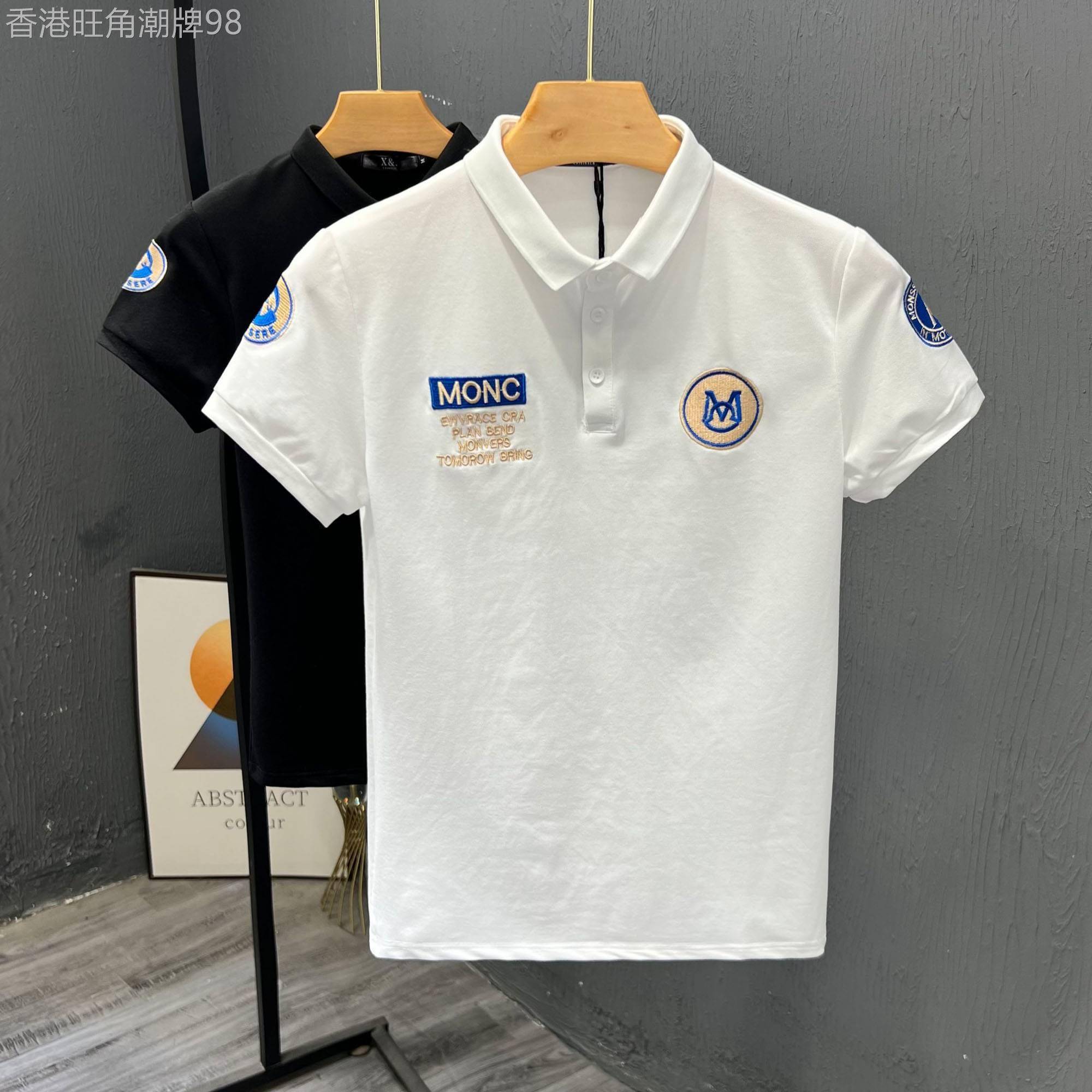 代购男士夏季薄款刺绣翻领短袖T恤时尚POLO衫潮男帅气百搭半截袖t