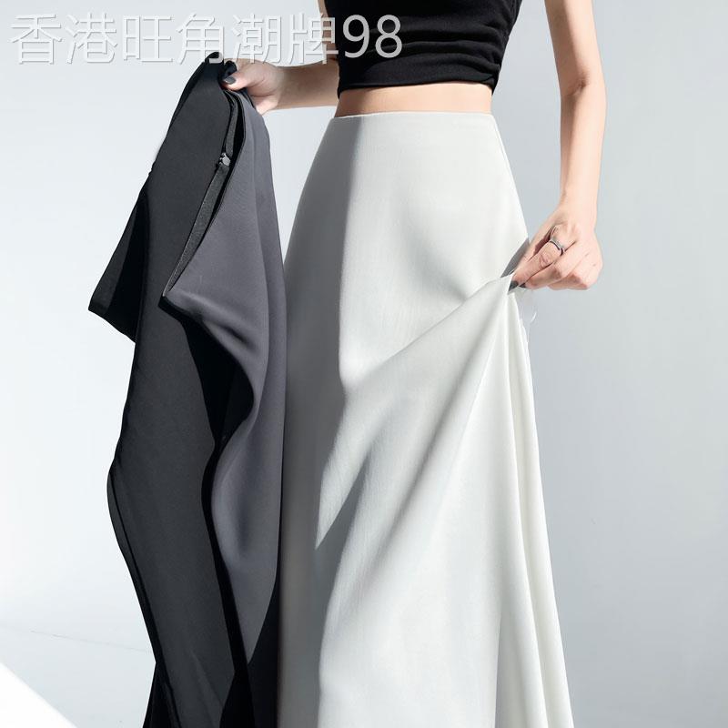 冰丝西装半身裙女2026年夏季新款高腰显瘦垂感a字大摆长裙伞裙子