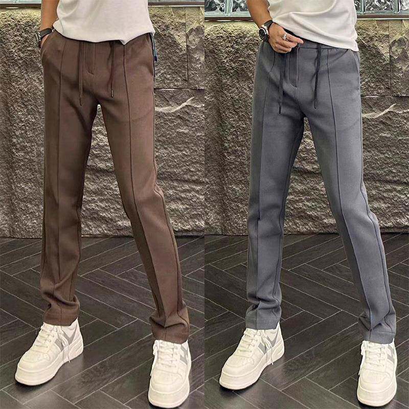 休闲裤男士秋冬季潮牌弹力商务修身长裤加绒百搭抽绳卫裤直筒裤子