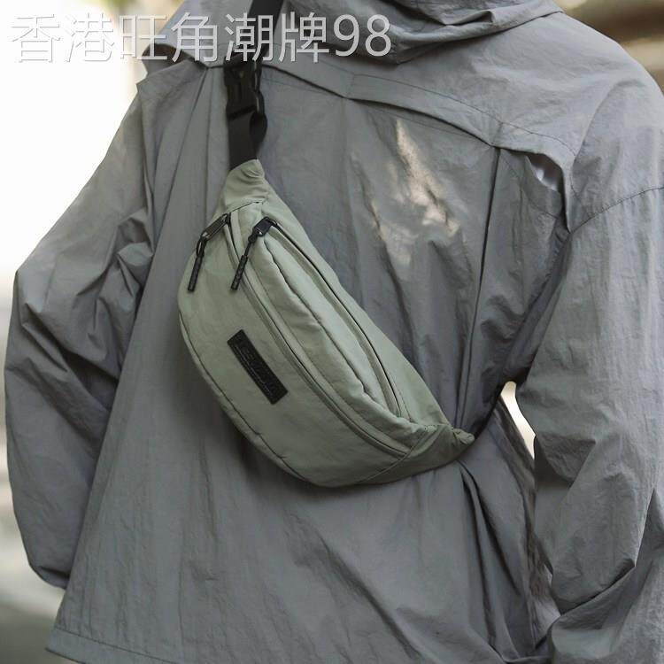 法国胸包斜挎包男轻便通勤小挎包日系工装单肩包简约纯色运动腰包