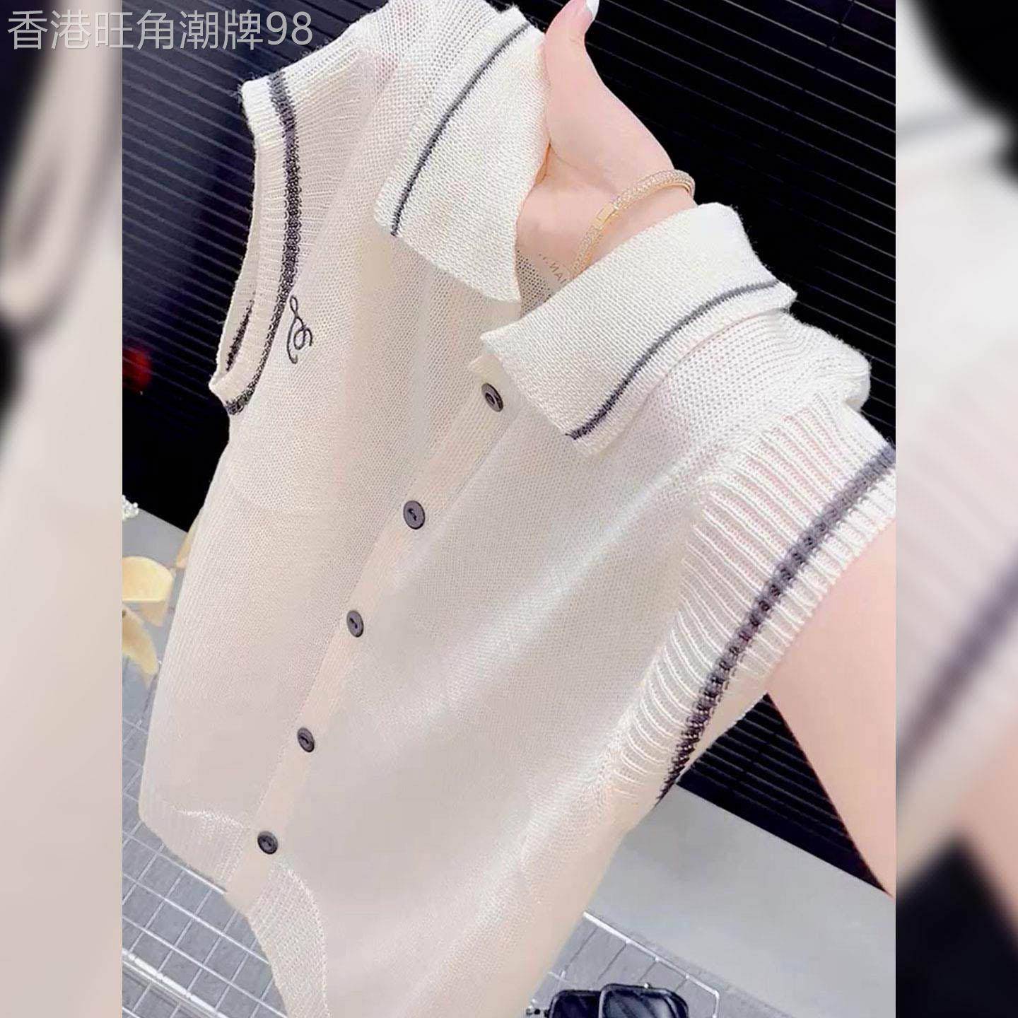 冰丝短袖t恤女夏季薄款2026新款宽松设计感镂空针织无袖背心上衣
