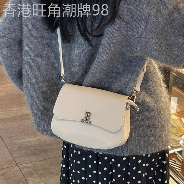 专柜品质!2025新款春季白色女包真皮斜挎包马鞍包高级感单肩包包