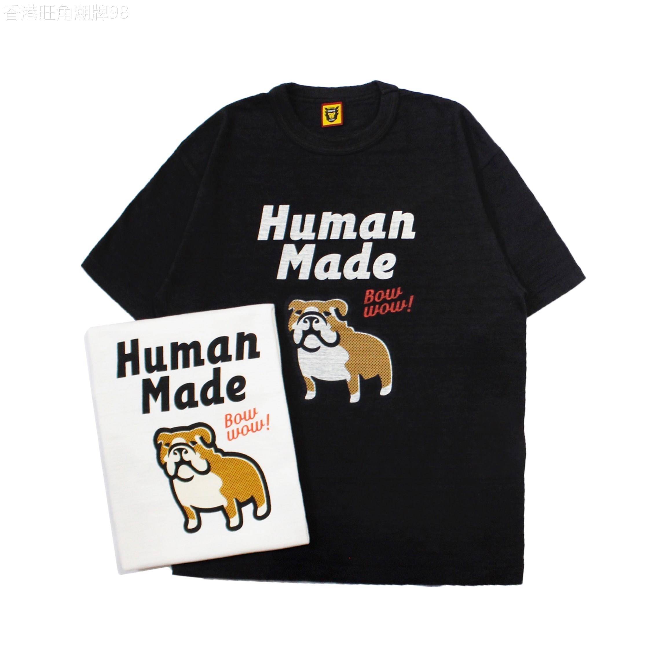 HUMAN MADE 22SS T-SHIRT #2201胸前卡通斗牛犬法斗竹节男短袖T恤