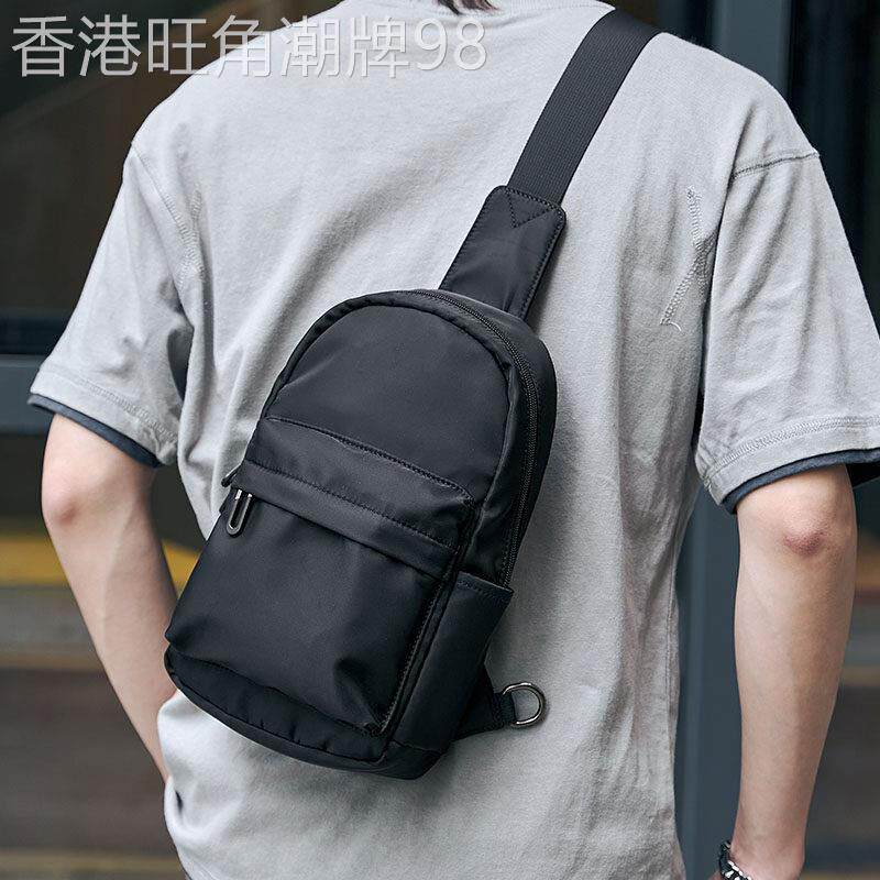 潮款时尚胸包男黑色休闲揹包日系ins潮流简约斜揹包男士潮单肩包