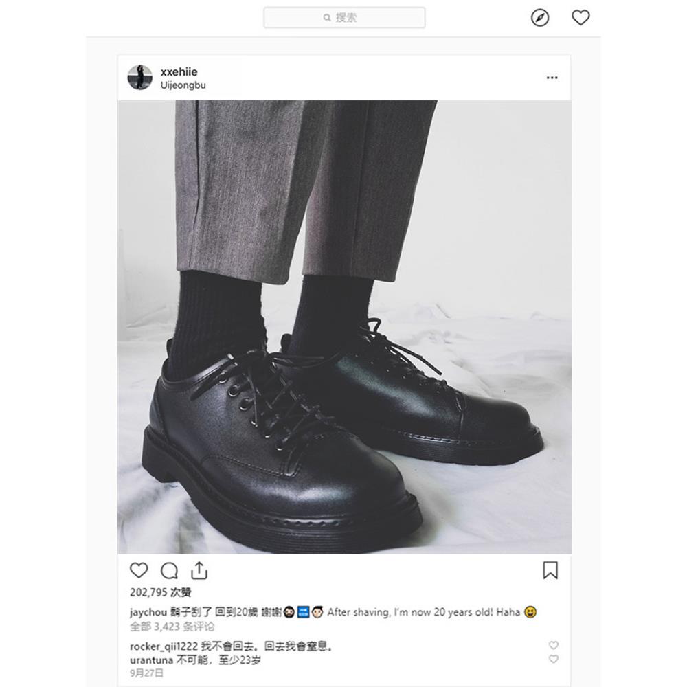 Trendsetters！一眼看上去就是高级感！ 圆头皮鞋男英伦增高日系