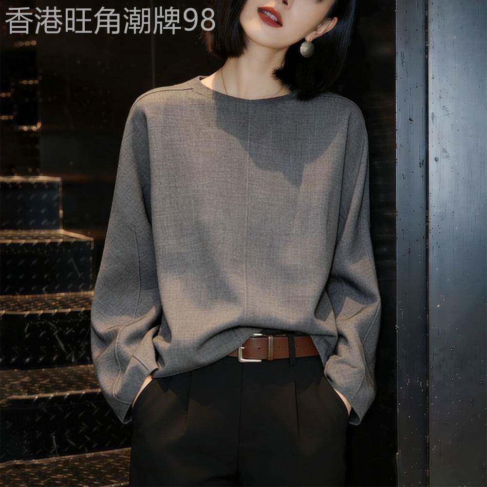 灰色衬衫女春秋内搭2026年新款高级感宽松显瘦洋气减龄打底衫上衣