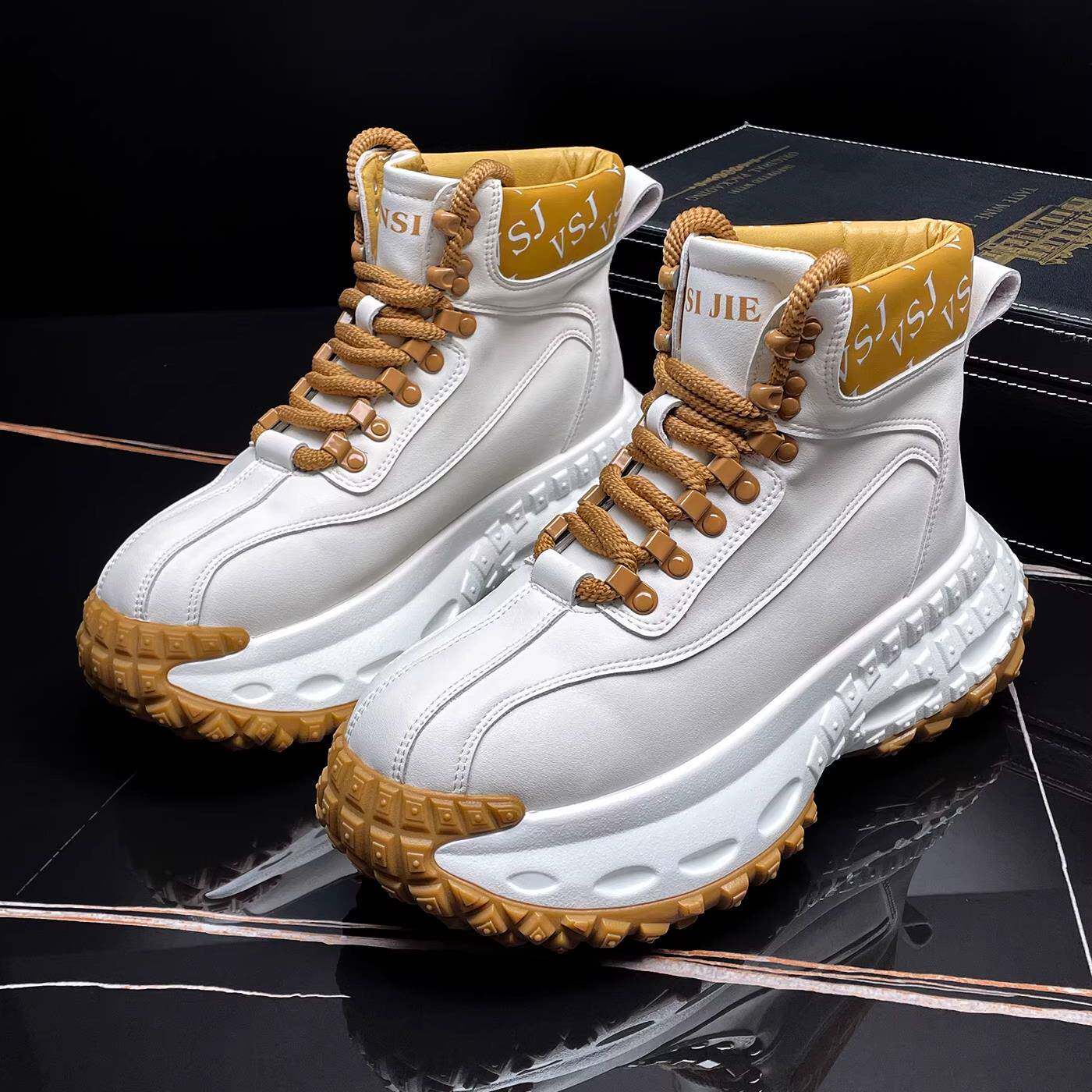 香港潮牌 IT33Y高帮鞋男厚底真皮韩版潮流百搭中帮户外马丁靴增高