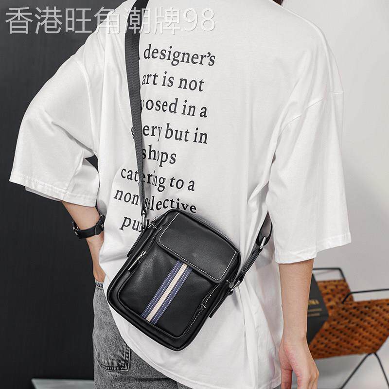 韩版真皮单肩斜挎包 轻便牛皮男包 街头潮流休闲小挎包 青年设计