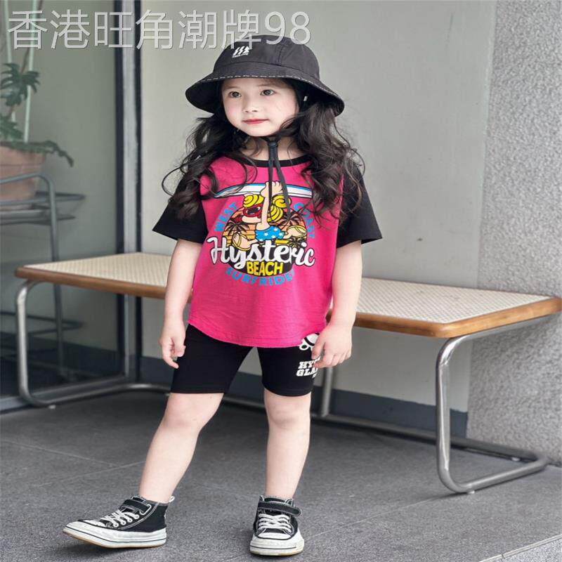 日系潮牌夏季新款黑超奶嘴卡通印花短袖T恤男女童装纯棉圆领上衣