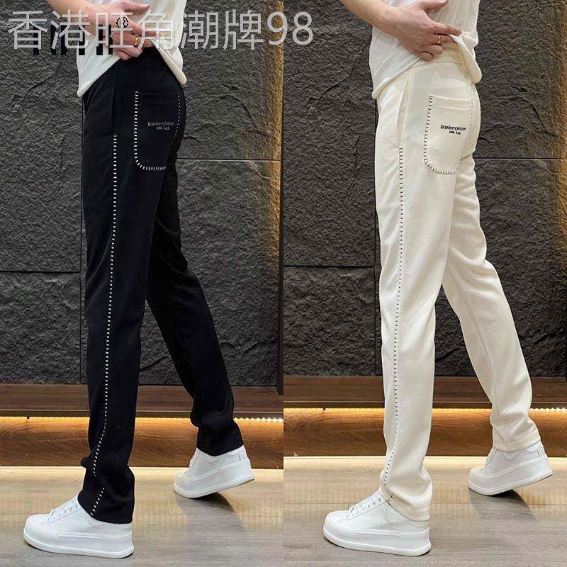 休闲裤男款春秋季韩版潮牌修身直筒卫裤男士百搭斜纹刺绣运动裤子
