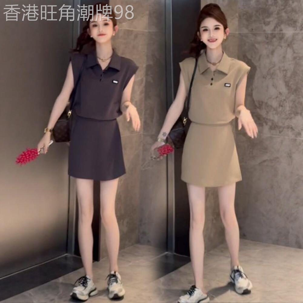 时尚休闲套装女夏季洋派减龄小个子POLO衫T恤短裤裙运动两件套装