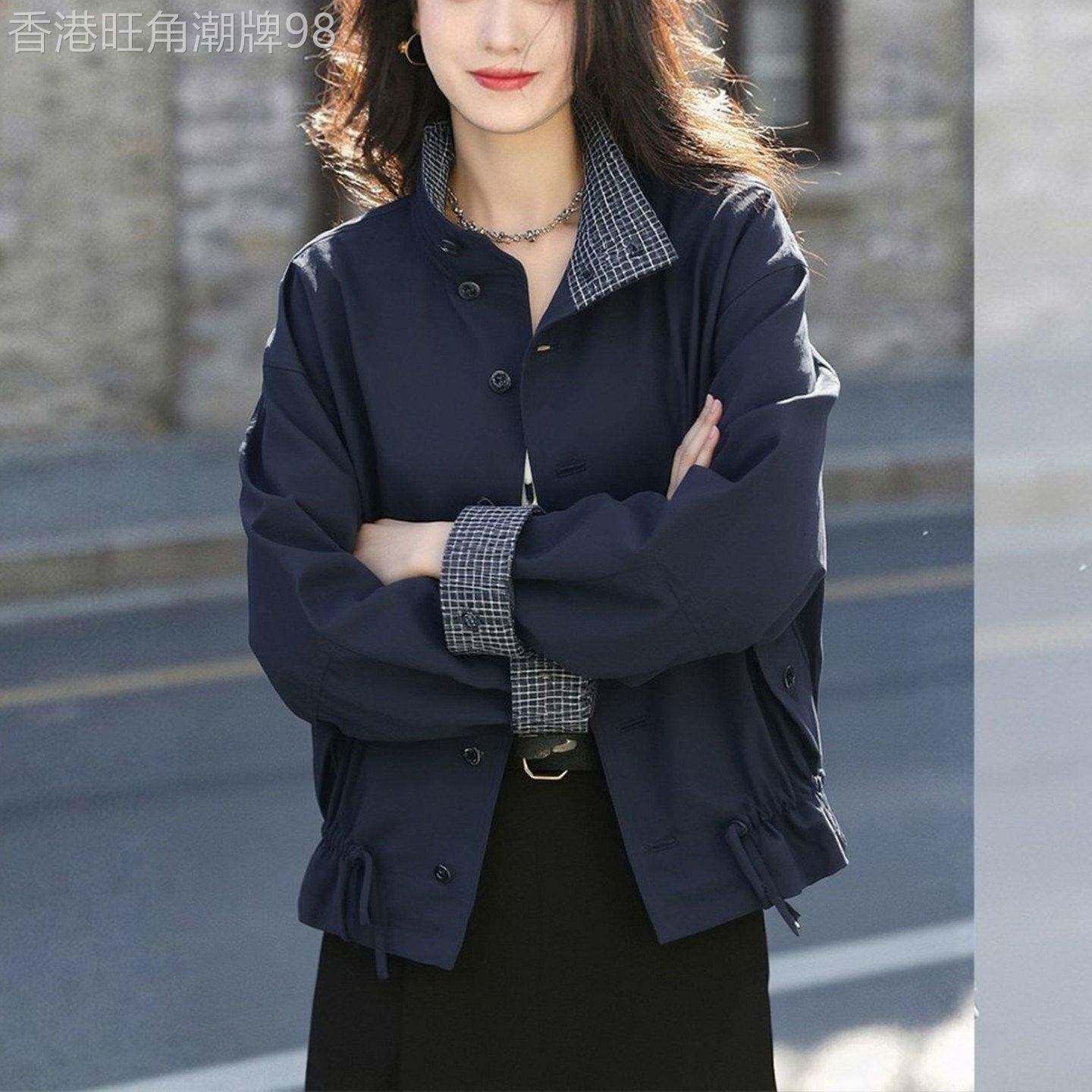时尚流行立领外套女士2026春秋小个子宽松长袖夹克上衣短外套女装