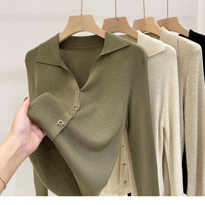 polo领气质打底衫女春秋