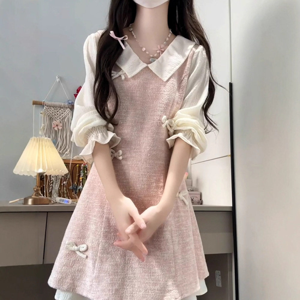 小个子绝美粉色连衣裙子