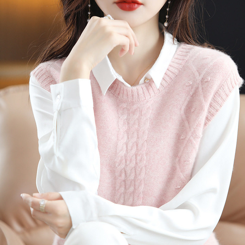 马甲背心上衣坎肩2025秋新爆款针织衫女士毛衣V领宽松马夹外穿