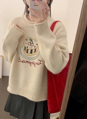 针织衫毛衣学生卡通时尚女装韩版宽松加厚打底衫上衣2025秋冬季新