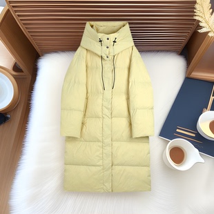 木兰 轻盈保暖连帽羽绒服2025十三行冬季新长款白鸭绒外套