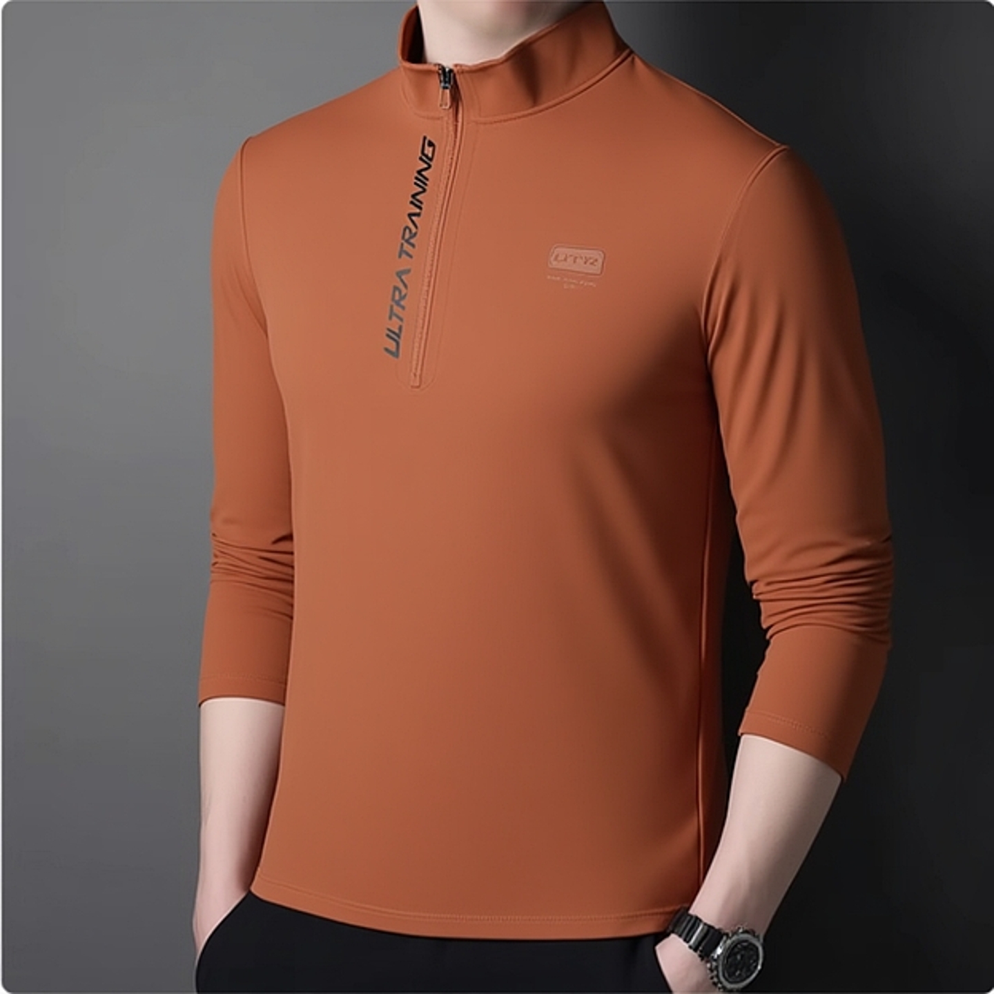 361男装立领长T恤专柜正品2025秋季新款休闲速干透气长袖T恤4122