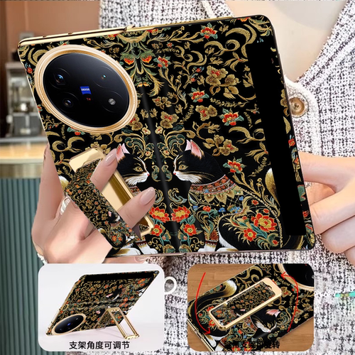 翻盖腕带支架vivoxfold6手机壳新款高级感折叠屏xfold5创意时尚猫咪轻奢女款xfold3磁吸一体全包防摔保护套