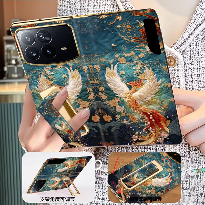 翻盖腕带支架适用小米mixfold4手机壳新款折叠屏高级感fold4创意凤凰轻奢时尚女款磁吸一体全包防摔保护套
