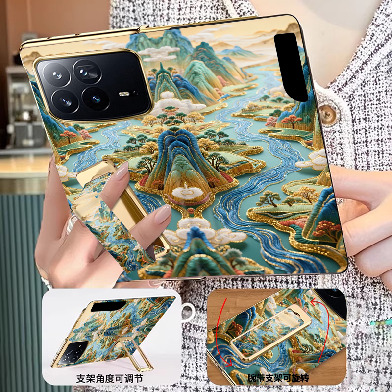 翻盖腕带支架适用小米mixfold4手机壳新款折叠屏高级感fold4创意国风轻奢时尚女款磁吸一体全包防摔保护套