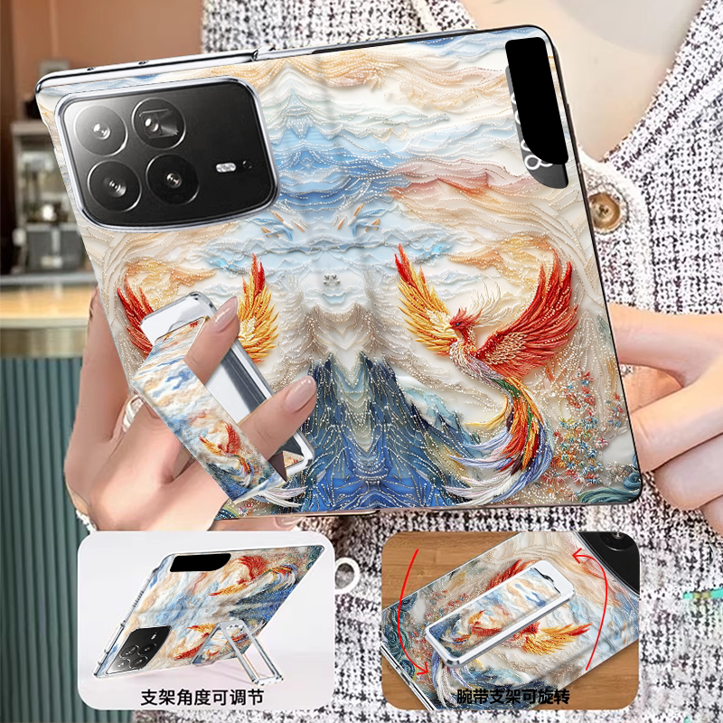翻盖腕带支架适用小米mixfold4手机壳新款折叠屏高级感fold4创意凤凰轻奢时尚女款磁吸一体全包防摔保护套