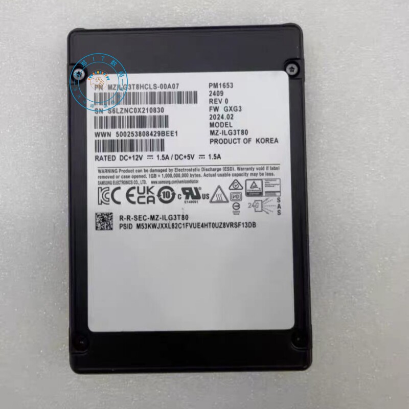 三星MZILG3T8HCLS-00A07 PM1653 3.84T SAS SSD企业级固态硬盘