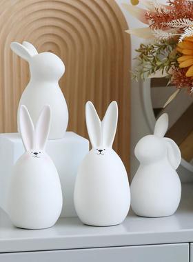 创意陶瓷兔子摆件家居饰品ins风格可爱简约现代客厅酒柜礼物工艺