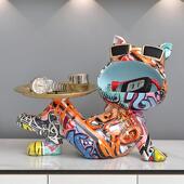 彩色招财狗钥匙收纳玄关摆件家居客厅入门鞋 柜轻奢装 饰品乔迁礼物