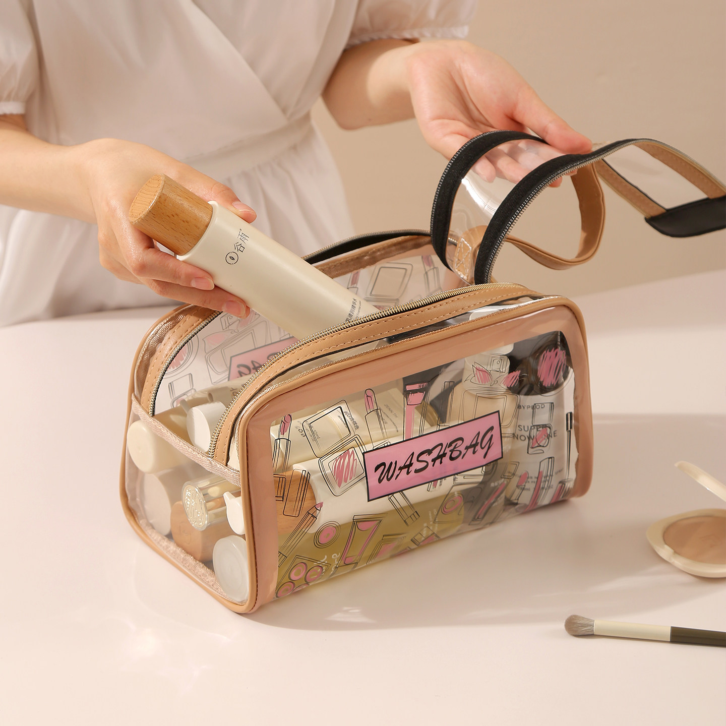 化妆包女2025新款高端便携式大容量透明防水洗漱包随身旅行收纳袋,收纳整理,化妆包,淘宝优惠券,粉丝福利购,淘宝优惠卷