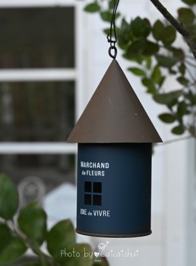 薄款日系铁皮小房子装饰挂件花园