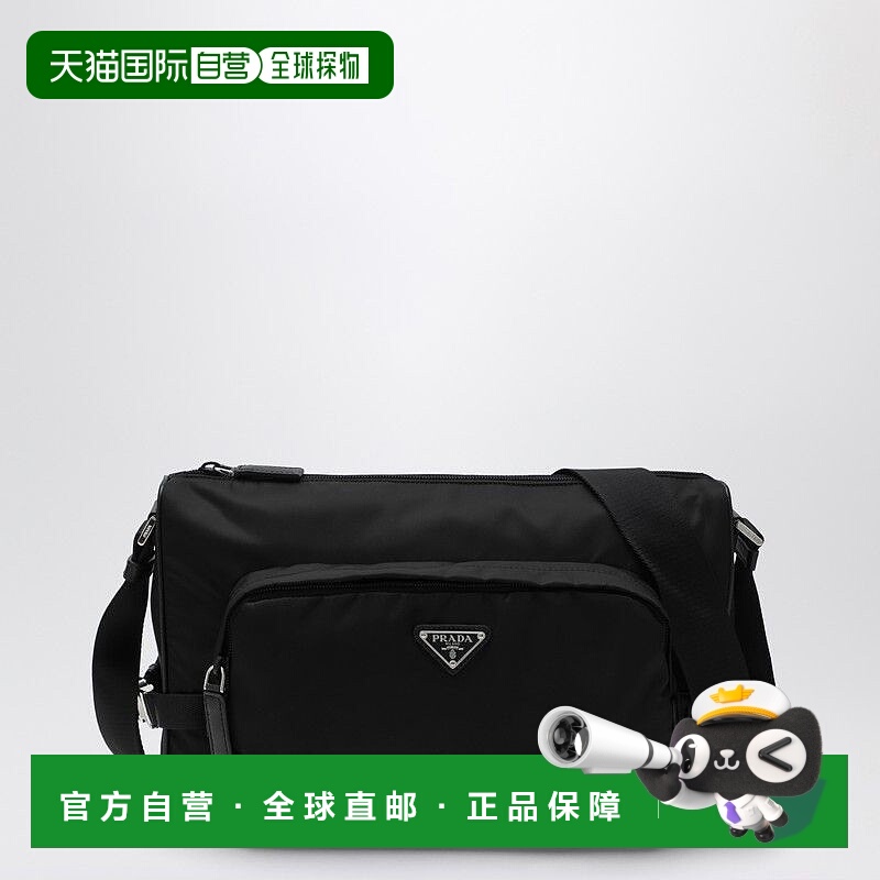 香港直邮Prada 普拉达 男士 大号黑色小牛皮斜挎包(RE-NYLON) 2VH