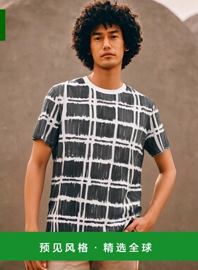 香港直邮Marni 格纹图案印花T恤 HUMU0198PIUSCV59