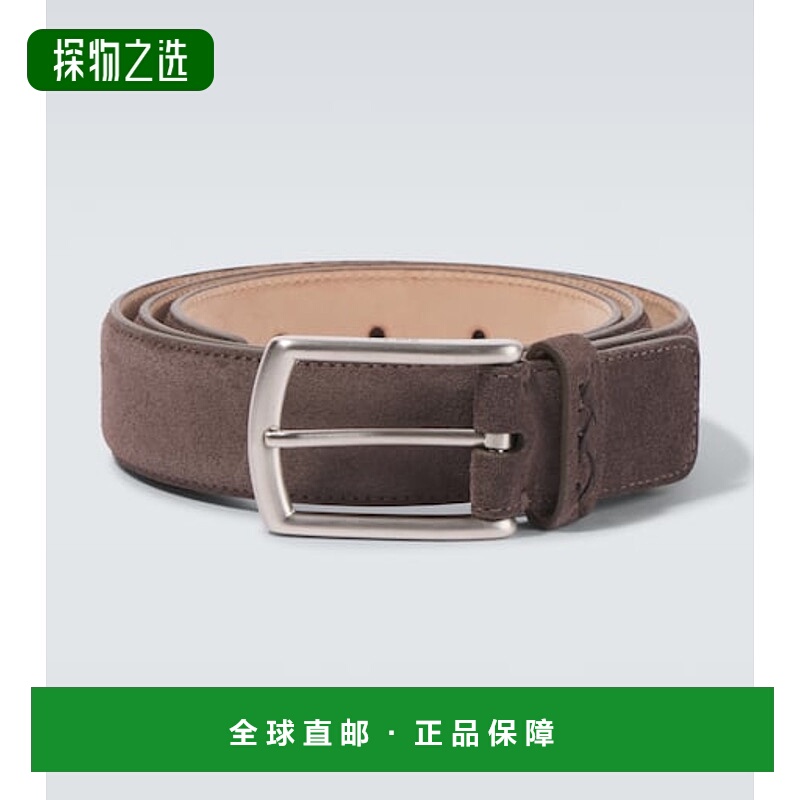 1h可退 香港直邮Zegna 杰尼亚 男士 绒面革皮带 brown棕色 舒适时