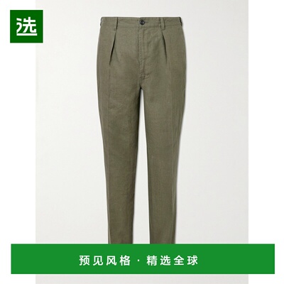 1h可退 香港直邮drakes 男士 Games 锥形褶裥亚麻西装裤 DR2A6C25