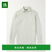 杰尼亚 男士 Oasi 香港直邮zegna 条纹亚麻衬衫 UDX27A7SRF7