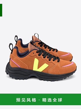 欧洲直邮VEJA Venturi系列黑色/荧光黄牛皮绒面革V标识运动鞋